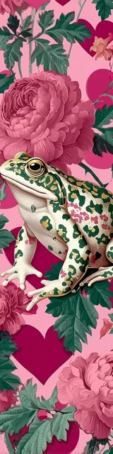 Free printable frog bookmark featuring pink and green theme light frog